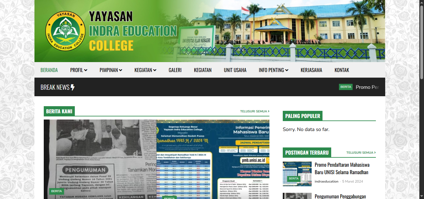 Website Utama Yayasan Indra Education College